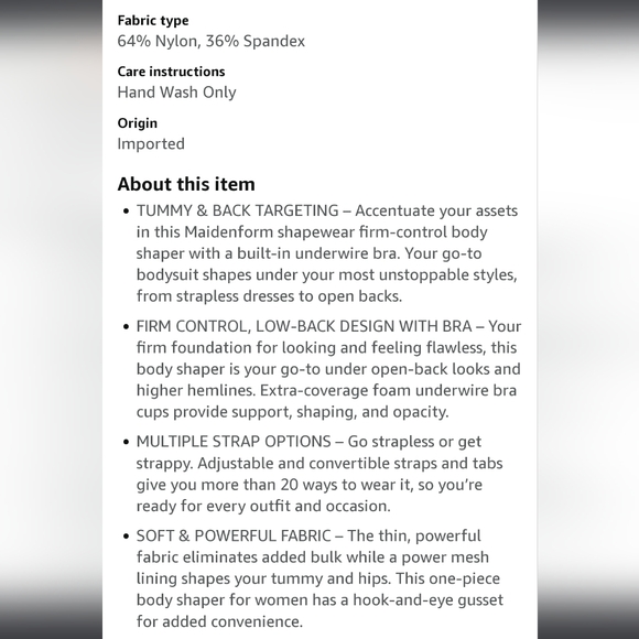 Maidenform Black Convertible Body Shaper Size 36B - Picture 3 of 11